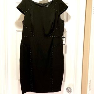 Adrianna Papell black studded formal dress.